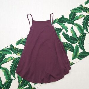 Silence + Noise Cropped Open Back Cami burgundy